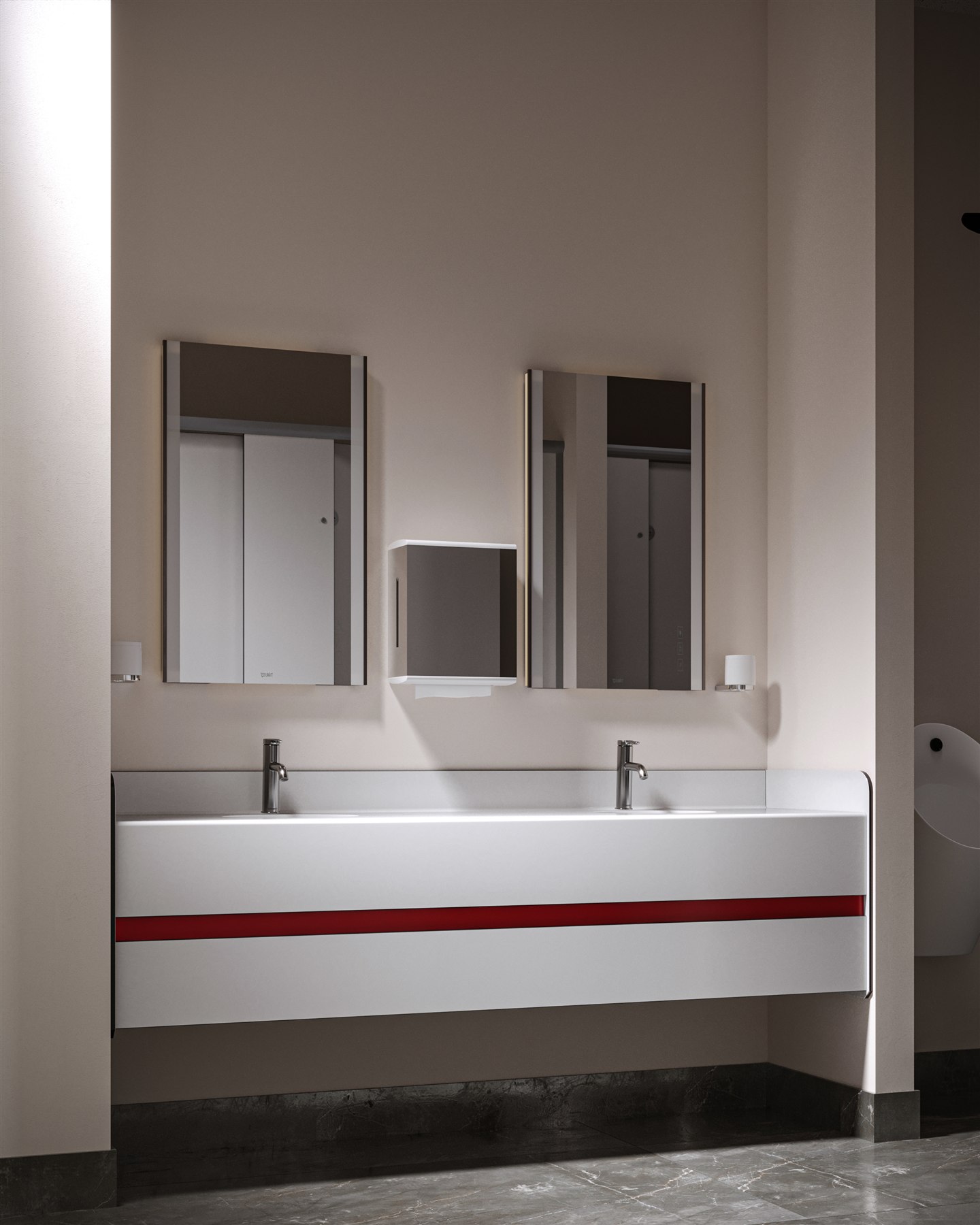 Aynalı kompakt laminat lavabo ve tezgâh sistemleri