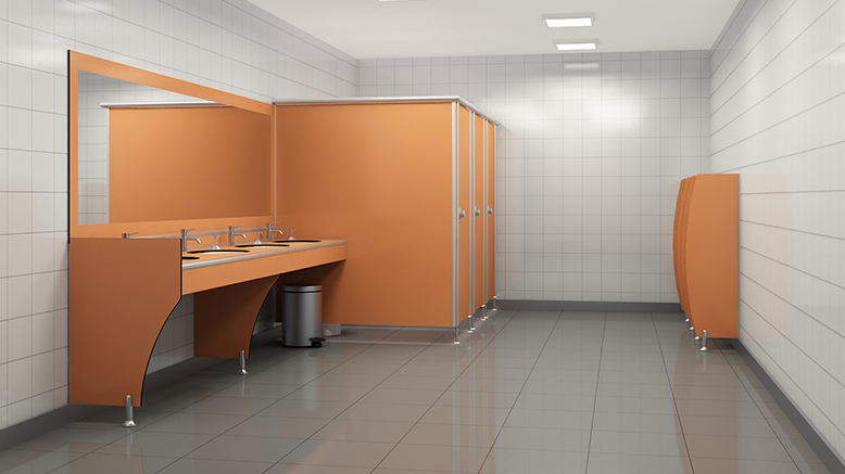 Turuncu kompakt laminat ticari tuvalet kabinleri